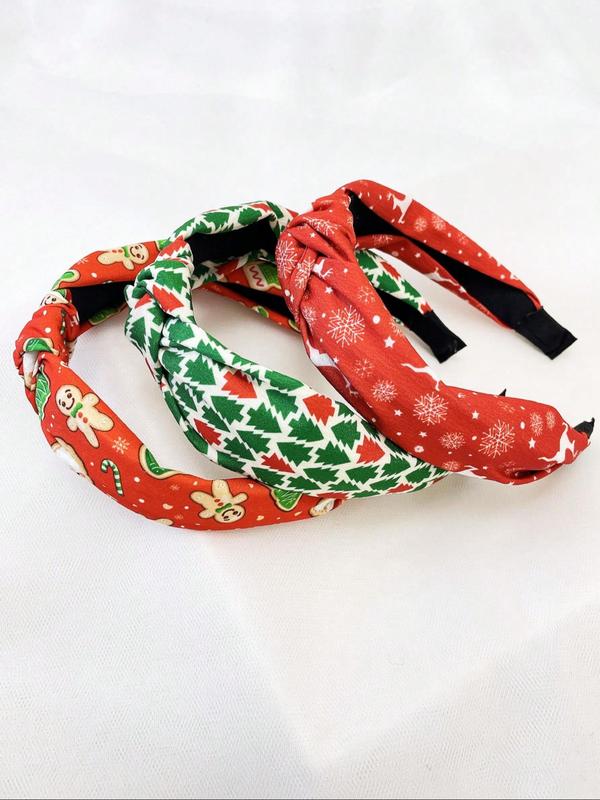 Women's Christmas Themed All Over Print Hair Bands, Cute Trendy Hair Bands, Fashionable Hair Accessories for Daily & Party Decoration