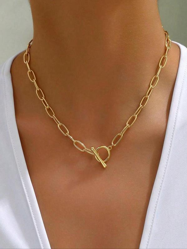 Women's Simple Ot Buckle Chain Necklace, Fashion Matching Necklace for Party, Daily Clothing Decor, Trendy All-match & Exquisite Jewelry for Birthday Gift