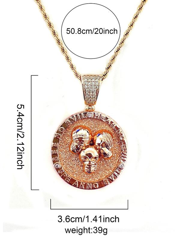 Rhinestone Decor Skull Design Pendant, Street Style Jewelry for Party, Daily Clothing Decor, Trendy All-match & Exquisite Jewelry for Birthday Gift