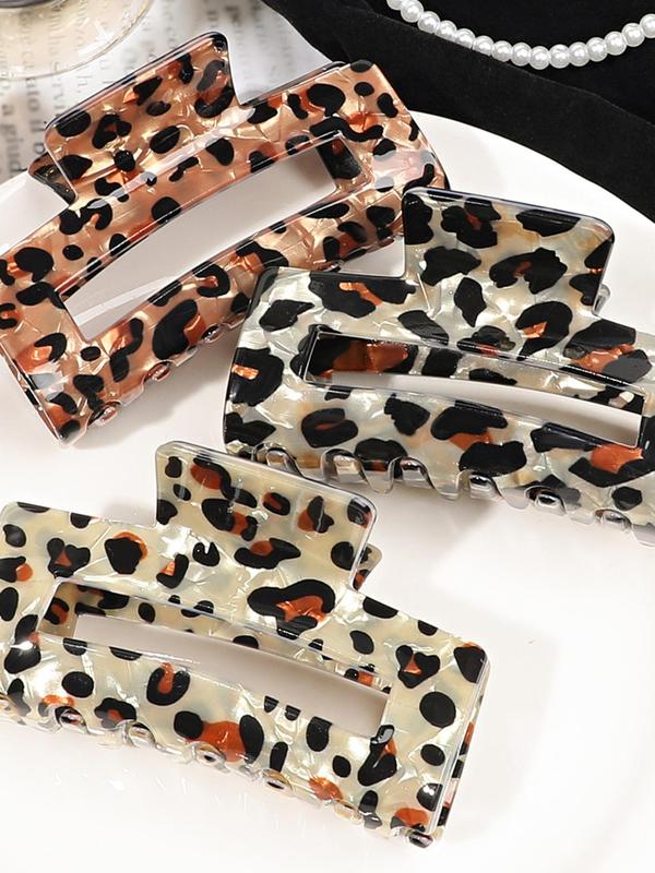 Leopard Pattern Hair Claw, Fashionable Hair Accessories for Women & Girls, Casual Versatile Hair Accessories for Daily Wear