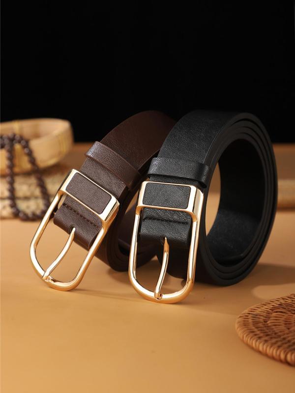 Men's Plain Color Simple Buckle Belt, Casual Pu Leather Belt for Daily Commuting, Fashion Belt for Party, Daily Clothing Decor, Trendy All-match & Exquisite Belt for Birthday Gift