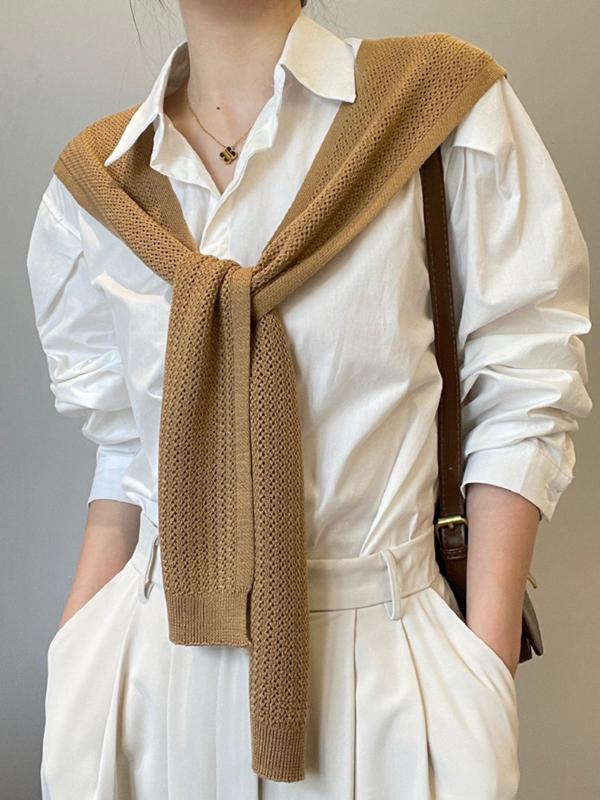 Women's Solid Color Stoles, Cable Knit Shawl, Casual Versatile Scarf for Daily Wear, Fashion Accessories for Women & Girls