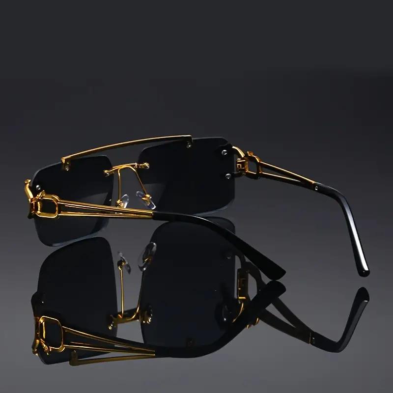 Vintage Luxury Golden Fahsion Glasses Cool Tiger Stand Women's Frameless Black For Men And Women Outdoor Travel Anti Glare Glasses