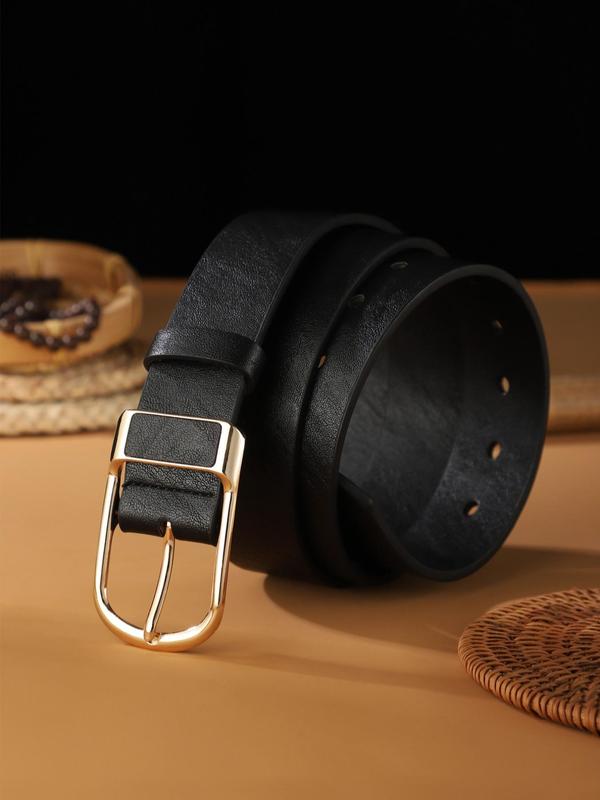 Men's Plain Color Simple Buckle Belt, Casual Pu Leather Belt for Daily Commuting, Fashion Belt for Party, Daily Clothing Decor, Trendy All-match & Exquisite Belt for Birthday Gift