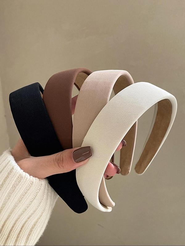 Solid Color Wide Band Hair Hoop, Elegant Hair Accessories for Women & Girls, Minimalist Headwear Suitable for Thick Hair