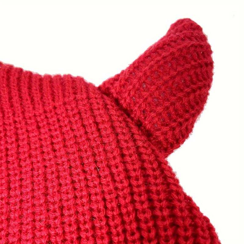 Halloween Bull Knit Balaclava Horn Solid Color Beanies Hip Hop Windproof Ski Mask Warm Full Cover Neck Gaiter For Women Men Autumn & Winter