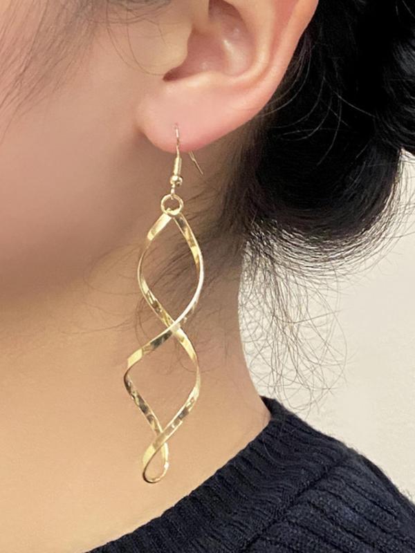 Women's Fashionable Spiral Shaped Dangle Earrings, Elegant Minimalist Dangle Earrings for Party, Daily Decor, Trendy All-match Vintage Jewelry As Birthday Gift