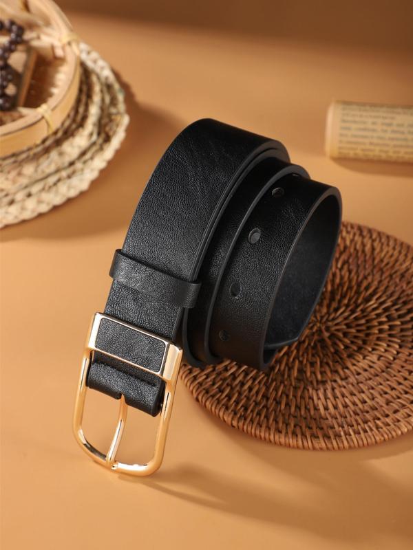 Men's Plain Color Simple Buckle Belt, Casual Pu Leather Belt for Daily Commuting, Fashion Belt for Party, Daily Clothing Decor, Trendy All-match & Exquisite Belt for Birthday Gift