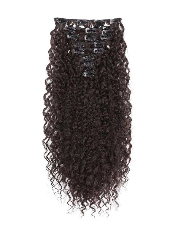 22 Inch Long Brown Curly Clip in Hair Extensions, Synthetic Hair Extensions for Women, Natural Curly Hairpieces for Daily & Party Cosplay Hairstyle Decoration