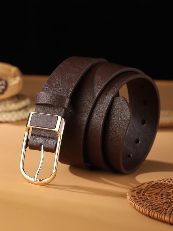 Men's Plain Color Simple Buckle Belt, Casual Pu Leather Belt for Daily Commuting, Fashion Belt for Party, Daily Clothing Decor, Trendy All-match & Exquisite Belt for Birthday Gift