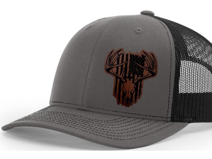 Deer Skull American Flag Hat | Richardson Hat | Snapback | FlexFit