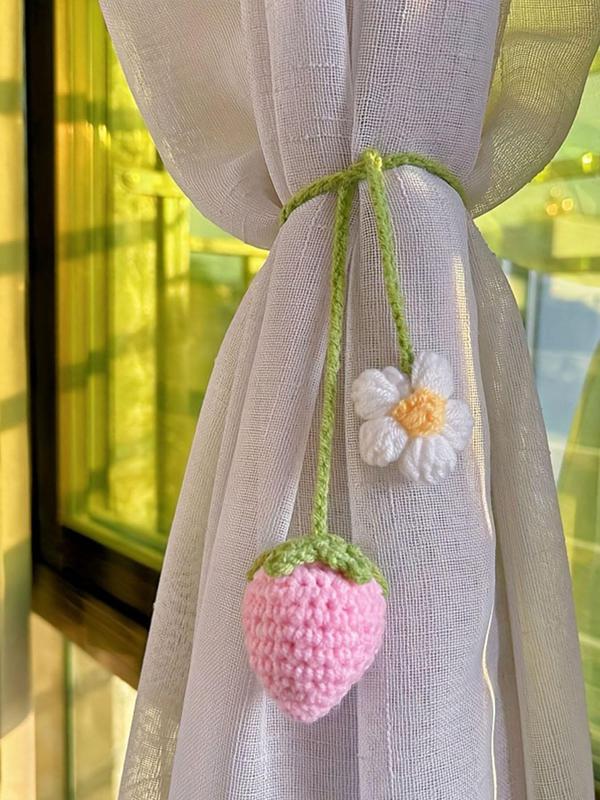 Cute Strawberry Design Keychain, Crochet Strawberry Keychain, Fashionable Keychain for Women & Girls, DIY Handmade Bag Accessories Decoration, Birthday Gift