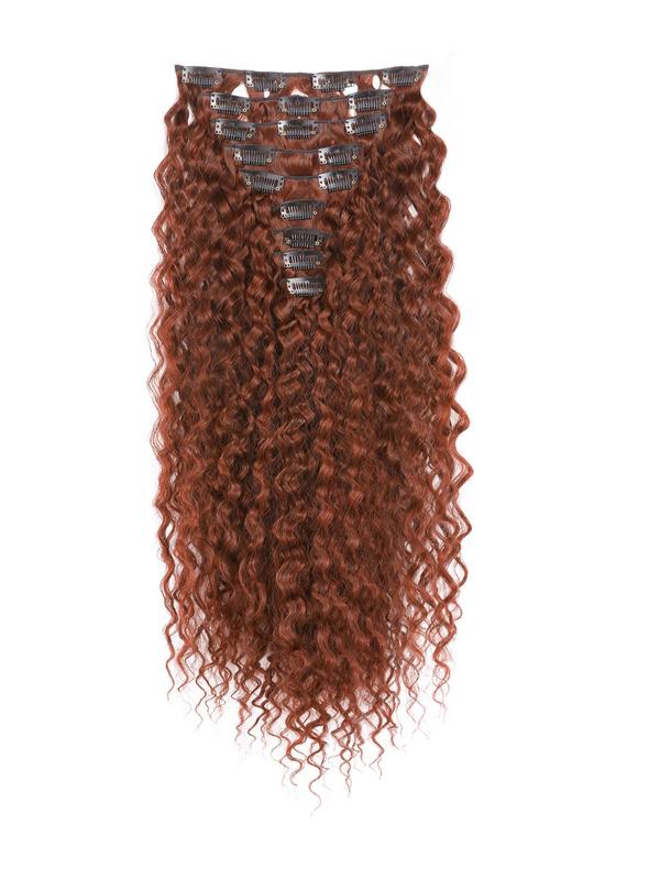 22 Inch Long Brown Curly Clip in Hair Extensions, Synthetic Hair Extensions for Women, Natural Curly Hairpieces for Daily & Party Cosplay Hairstyle Decoration