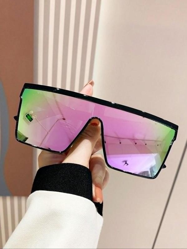 Unisex Vintage Tinted Lens Polarized Sunglasses, Trendy Casual Flat Top Frame Sunglasses for Everyday Use, Fashion Accessories for Outdoor Activities