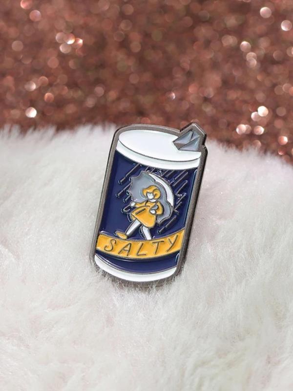 Cute Cartoon Letter & Salt Shaker Design Brooch, Funny Enamel Pin, Alloy Badge for Backpacks, Jeans, Scarves, Hats Decoration, Fashion Clothes Accessories