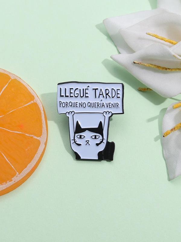 Creative Letter & Cat Design Brooch, Cute Clothes Badge, Fashion Accessories for Daily Clothing Decor, Trendy All-match & Exquisite Brooch for Birthday Gift