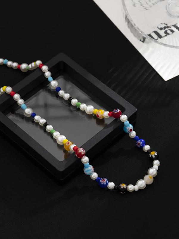 Men's Faux Pearl Beaded Necklace