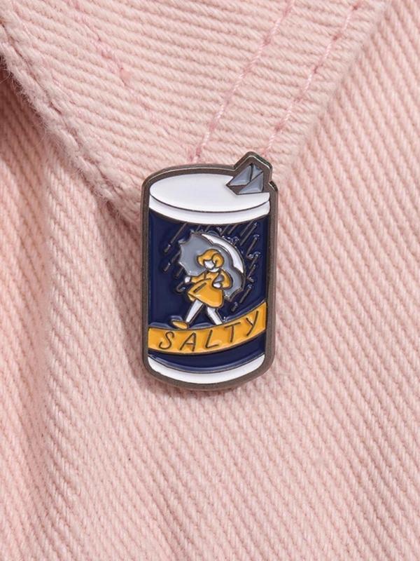 Cute Cartoon Letter & Salt Shaker Design Brooch, Funny Enamel Pin, Alloy Badge for Backpacks, Jeans, Scarves, Hats Decoration, Fashion Clothes Accessories