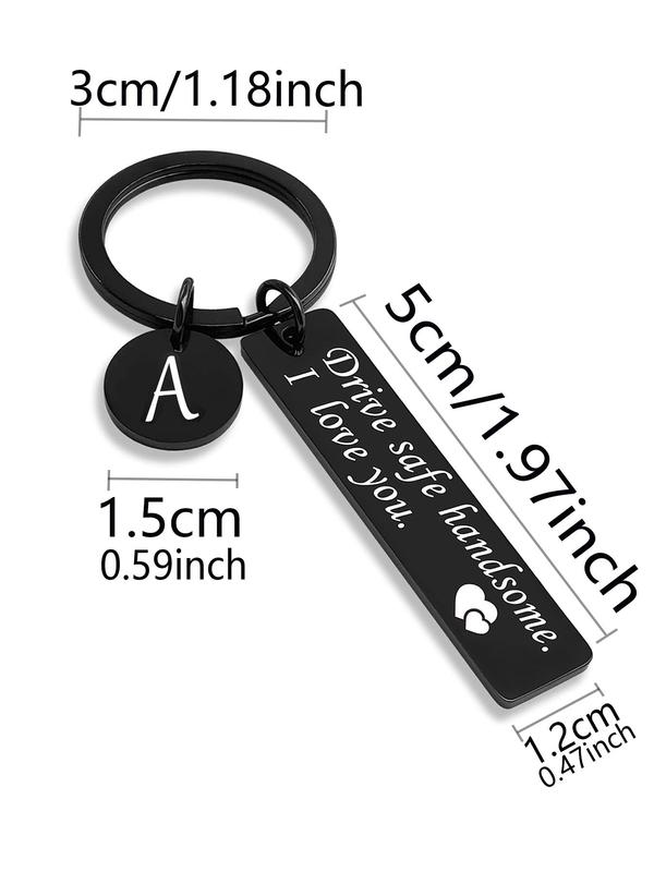 Rectangle Stainless Steel Keychain, Letter Pattern Keychain for Car Keys for Men & Women, Fashion Accessories for Daily Use