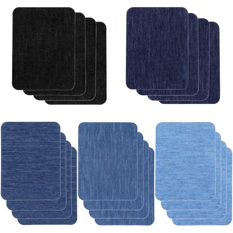 Patches for Jeans, 20 Count Iron on Patches Denim Jean Patches for Clothing Repair, Inside Jeans, 5 Colors (4.9