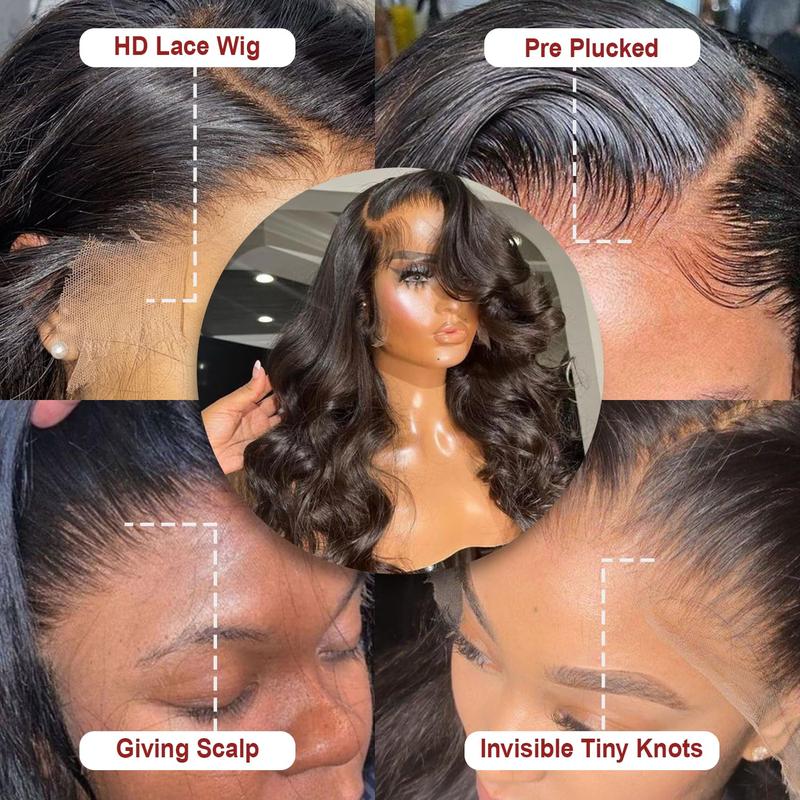 Lemoda 210% Density 13x6 Full Lace Frontal Virgin Human Hair Wigs Body Wave 13x6 HD Transparent Lace Front Wigs Brazilian Pre Plucked With Baby Hair 12A