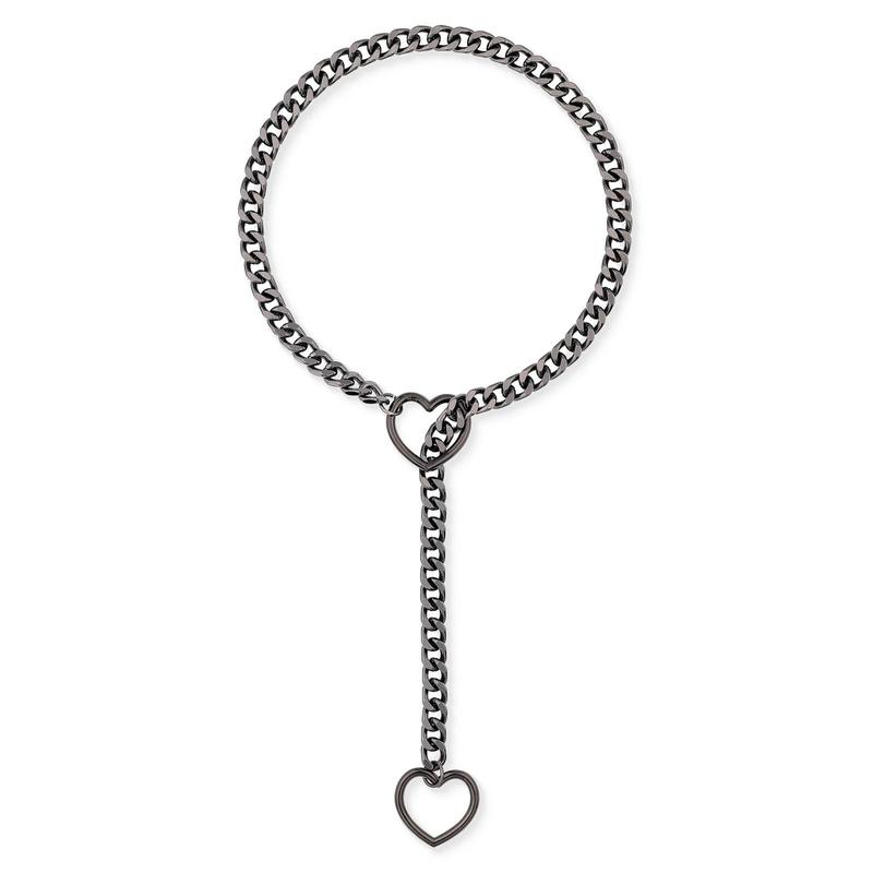 Slip Chain with Heart O-Ring, Punk Style Necklace, Adjustable Chain for Women & Men Adjustable Punk