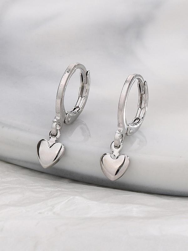 Tiny Mini Women's Elegant Trendy Heart Shaped Dangle Earrings, Heart Decor Drop Earrings, Simple Style Plain Color Dangle Earrings for Daily Decoration