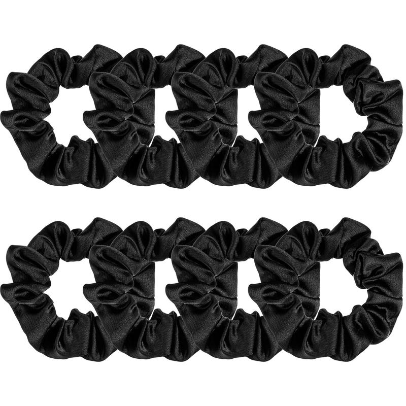 8 Pack Satin Silk Scrunchies for Women, Silk Hair Ties Silk Scrunchies Black Hair Scrunchies for Women Teen Girl Gifts Trendy Stuffers