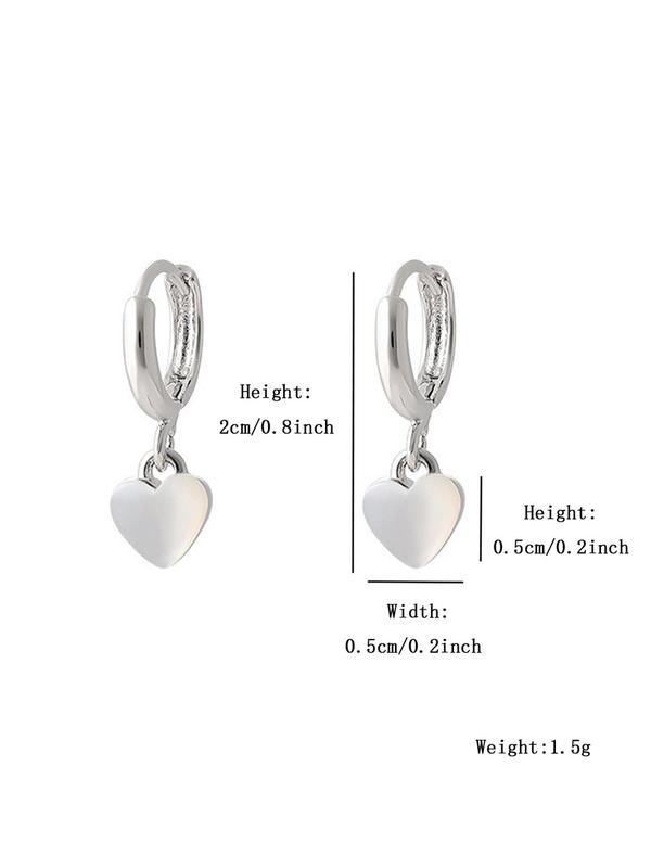 Tiny Mini Women's Elegant Trendy Heart Shaped Dangle Earrings, Heart Decor Drop Earrings, Simple Style Plain Color Dangle Earrings for Daily Decoration