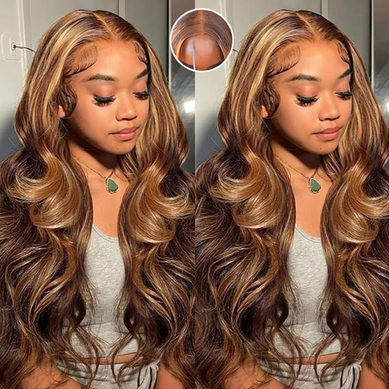 Wear and Go Glueless Wigs Human Hair Pre Plucked Pre Cut Ombre Highlight 4 27 Lace Frontal Wigs Human Hair 8x5 HD Lace Front Wigs Body Wave Honey Blonde Wig 180% Density