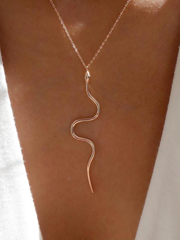 Snake Shape Design Pendant Necklace for Women, Punk Hip Hop Style Snake Pendant Necklace, Personality Clavicle Chain, Street Fashion Stainless Steel Jewelry, Holiday Gift