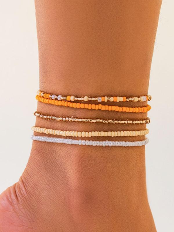 Boho Style Beaded Anklet, Fashionable Beaded Anklet for Women & Girls, Casual Trendy Accessories for Party, Daily Decor, Birthday Gift