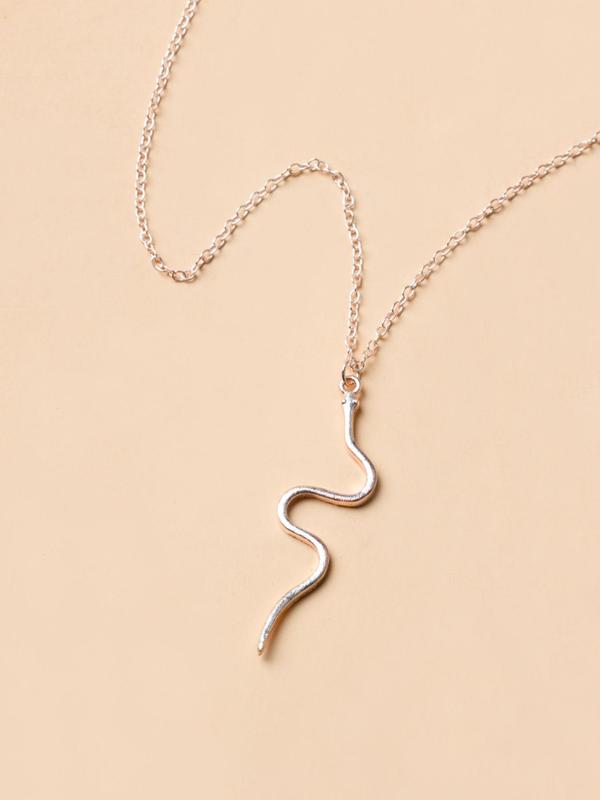 Snake Shape Design Pendant Necklace for Women, Punk Hip Hop Style Snake Pendant Necklace, Personality Clavicle Chain, Street Fashion Stainless Steel Jewelry, Holiday Gift