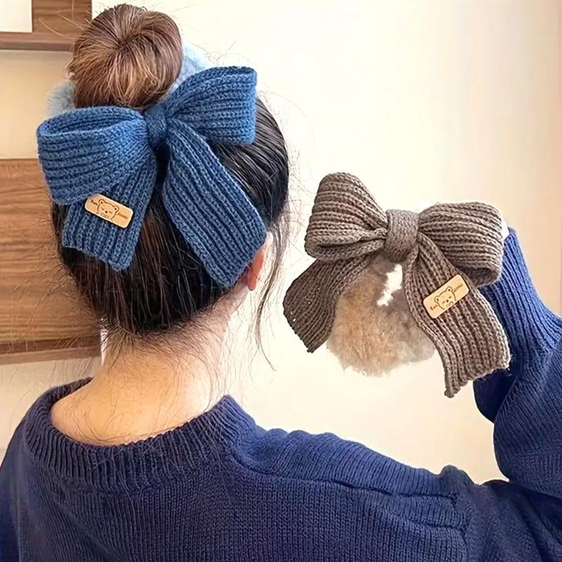 Solid Color Hair Tie Set, Cute Bowknot Design Hair Tie, Hair Accessories for Women & Girls, Minimalist Headwear, Birthday and Holiday Gifts