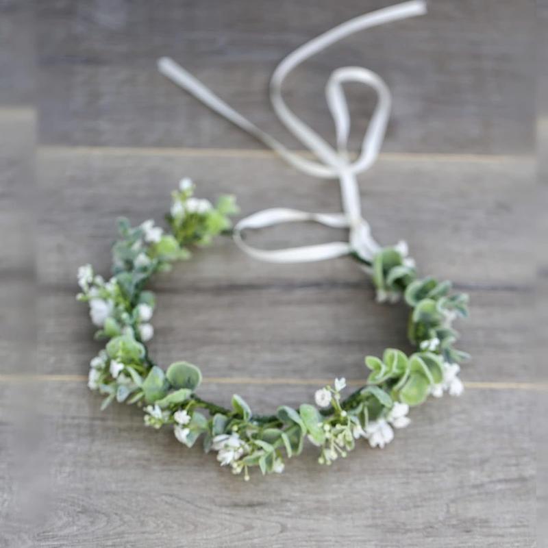 Bridal Green Leaf flower Crown Eucalyptus Floral Headband Wedding Festivals Photo Props (E Eucalyptus)