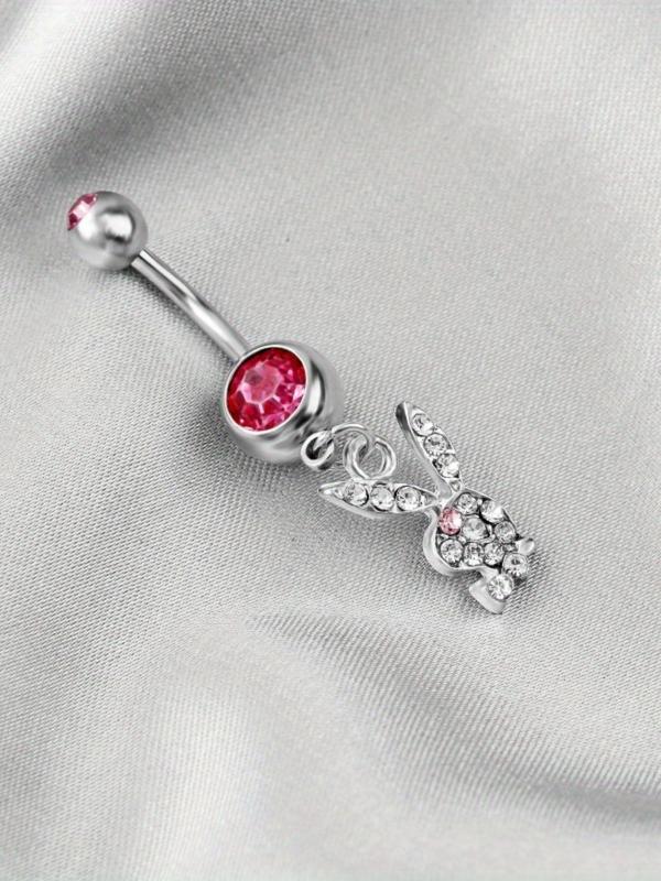 Cute Rabbit Design Belly Ring, Stainless Steel Belly Piercing Jewelry for Women & Men, Trendy All-match & Exquisite Jewelry for Birthday Gift