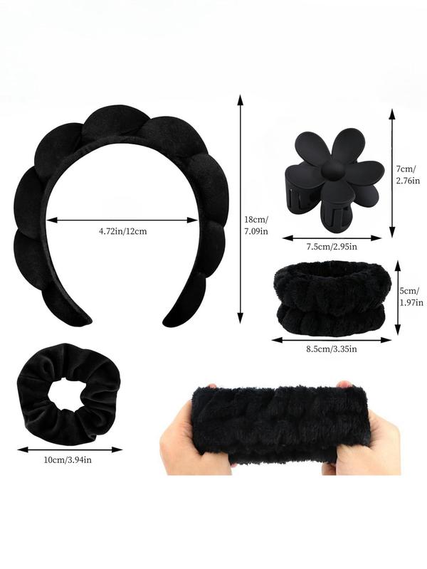 Cute Hair Accessories Sets, 6counts set Hair Tie & Wristband & Hair Hoop & Hair Claw for Women & Girls, Summer Fashion Women Accessories for Daily Face Wash and Makeup