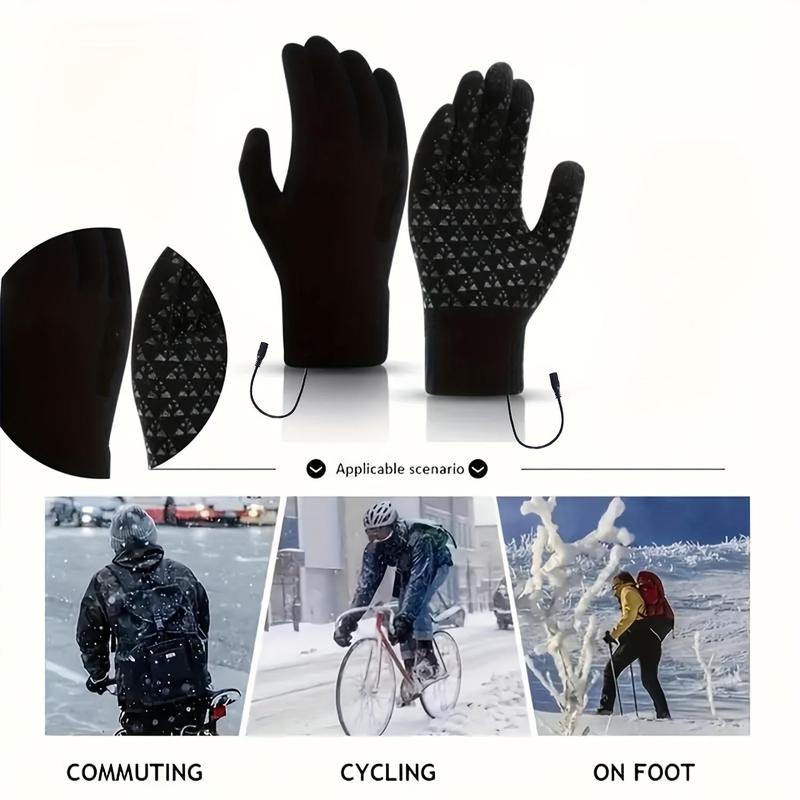 USB Rechargeable Heated Gloves, Touch Screen Compatible Heated Gloves, Elastic Cuffs Thickened Non-slip Design Gloves, Suitable for Winter