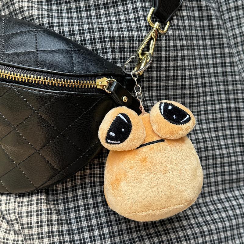 Mini Sad Pou Plush Keychain Kawaii Game Figure Alien Key Chain