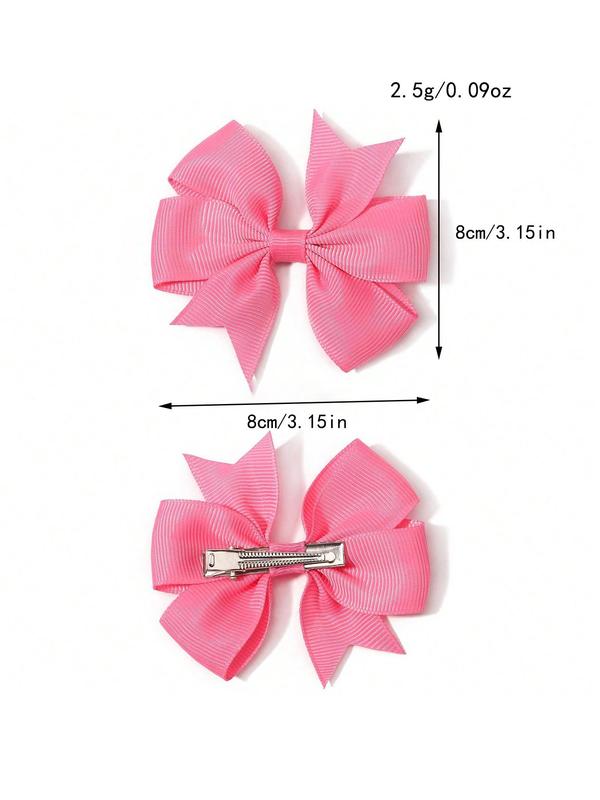 Random Color Bow Decor Hair Clip (20pcs), Cute Colorful Hair Accessories for Girls, Simple Style Plain Color Hair Clip for Daily Use