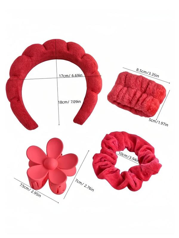 Cute Hair Accessories Sets, 6counts set Hair Tie & Wristband & Hair Hoop & Hair Claw for Women & Girls, Summer Fashion Women Accessories for Daily Face Wash and Makeup