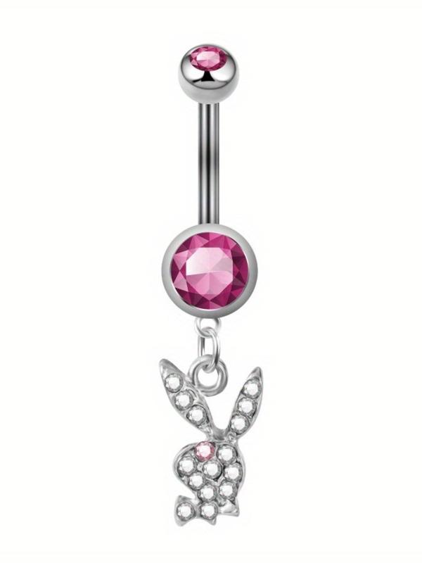 Cute Rabbit Design Belly Ring, Stainless Steel Belly Piercing Jewelry for Women & Men, Trendy All-match & Exquisite Jewelry for Birthday Gift