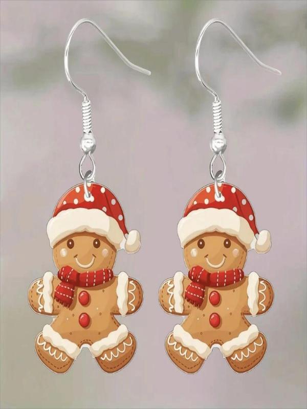 Cute Gingerbread Man Design Dangle Earrings, Fashionable Jewelry for Women, Trendy All-match & Exquisite Jewelry for Birthday Gift