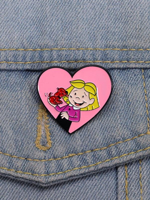 Cute Cartoon Girl Design Brooch, Fashion Alloy Badge for Backpack & Jeans & Jacket, Enamel Pin Suitable for Backpacks, Jeans, Jackets