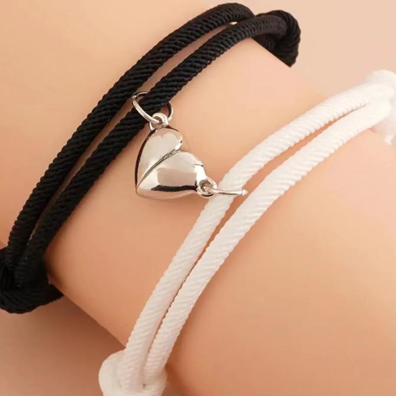 2PCS SET Braided Rope Magnetic Love Couple Bracelet Lovers Magnetic Lady Good Friend Bracelet Set Jewelry Gifts 2024 Hot Designs Does not apply