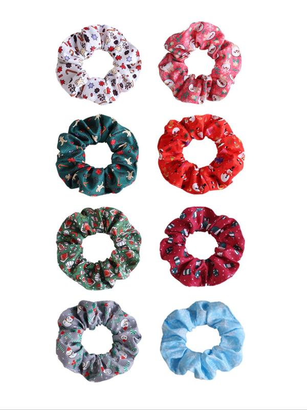 Cute Christmas Themed Ruched Hair Tie, High Stretch Scrunchie, Fashion Hair Accessories for Women & Girls, Minimalist Headwear Suitable for Thick Hair