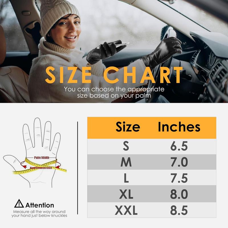 Genuine Sheepskin Leather Gloves for Women, Winter Warm Touchscreen Texting Cashmere Lined Driving Dress Gloves