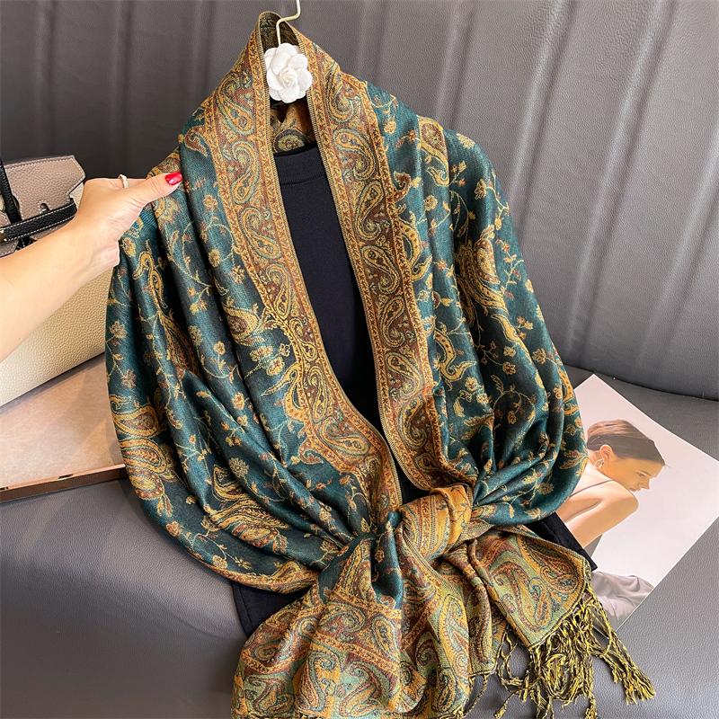 Luxury Brand Autumn Cashmere Pashmina Shawl Lady Wrap Warm Winter Scarves Design Print Female Foulard Cotton Stoles Scarf 2023