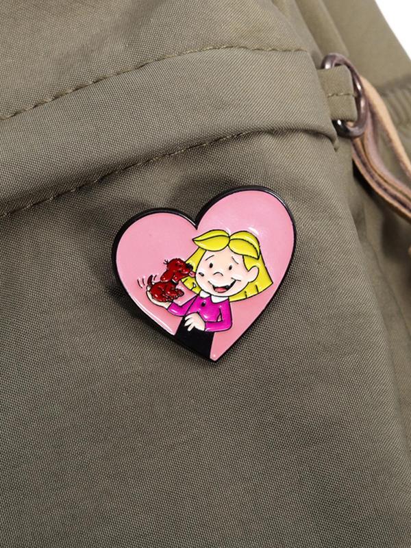 Cute Cartoon Girl Design Brooch, Fashion Alloy Badge for Backpack & Jeans & Jacket, Enamel Pin Suitable for Backpacks, Jeans, Jackets