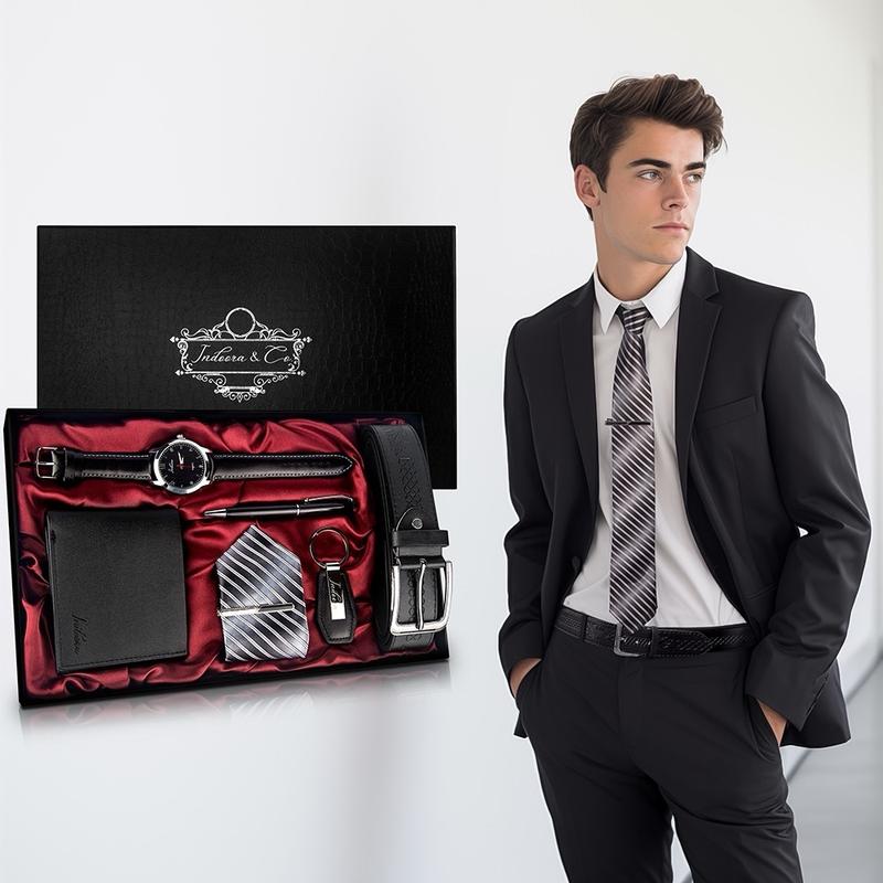 Father's Day Gift Set (6 in 1) |  Birthday Gift Set for Men  | Men Wallet Gift Set | Watch Set for Men Gift Set